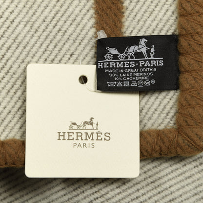Hermes Wool Cashmere Avalon Blanket Ecru Camel 4 of 5