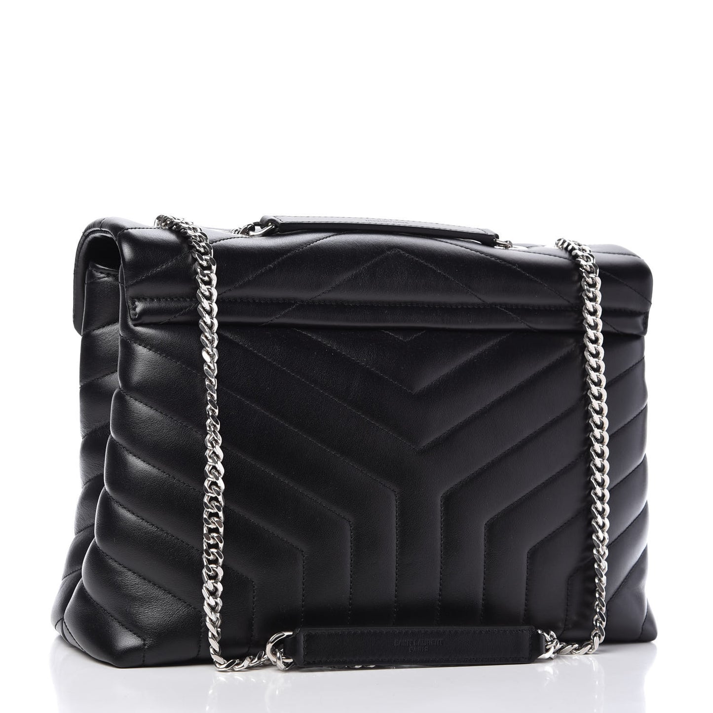 Calfskin Y Quilted Monogram Medium Loulou Chain Satchel Black