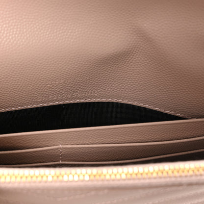 Saint Laurent Grain De Poudre Matelasse Chevron Monogram Envelope Chain Wallet Rose Antic 7 of 11