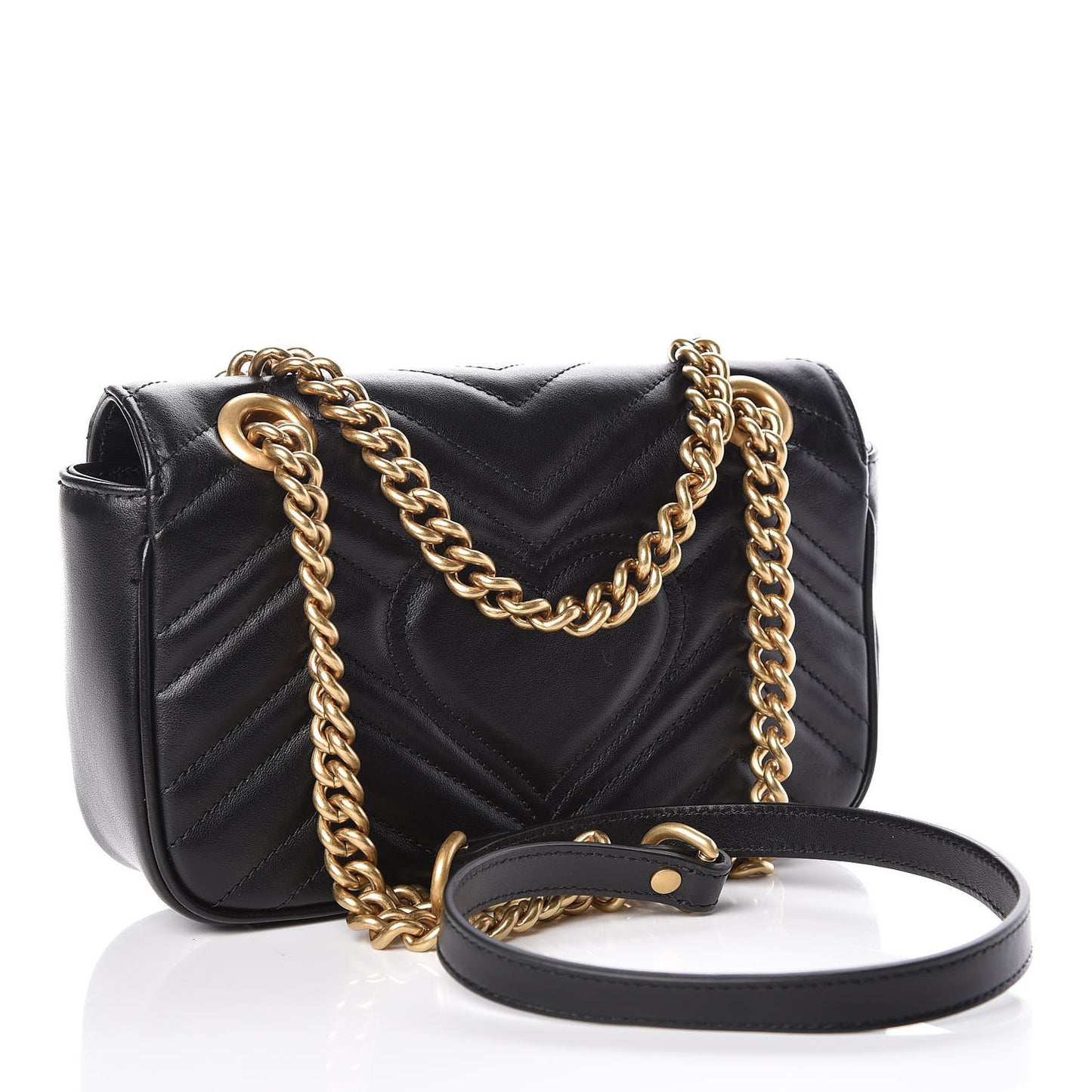 Calfskin Matelasse Mini GG Marmont Shoulder Bag Black