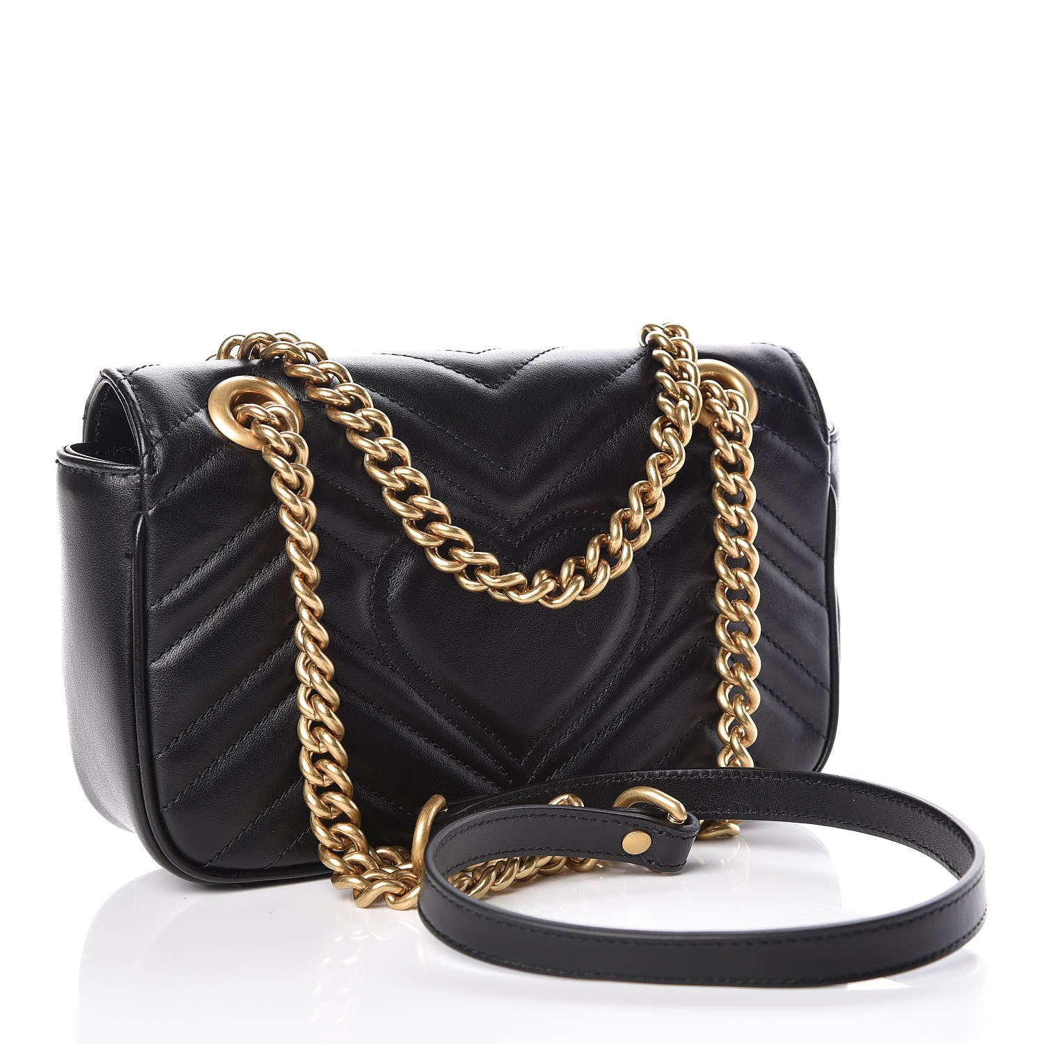 Gucci Calfskin Matelasse Mini GG Marmont Shoulder Bag Black 3 of 9