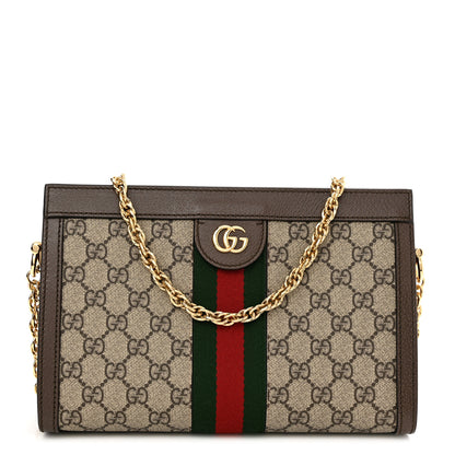 Gucci GG Supreme Monogram Web Small Ophidia Chain Shoulder Bag Brown 1 of 10