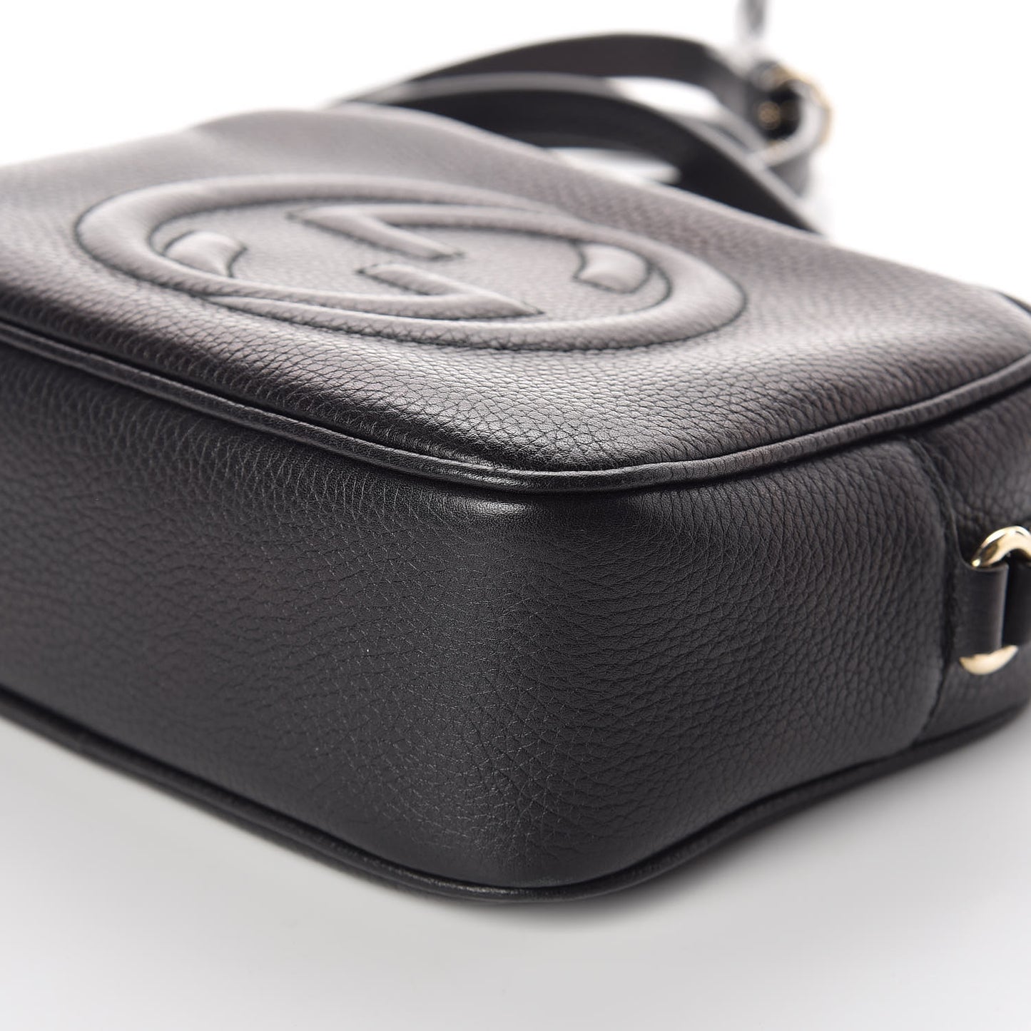 Pebbled Calfskin Small Soho Disco Bag Black