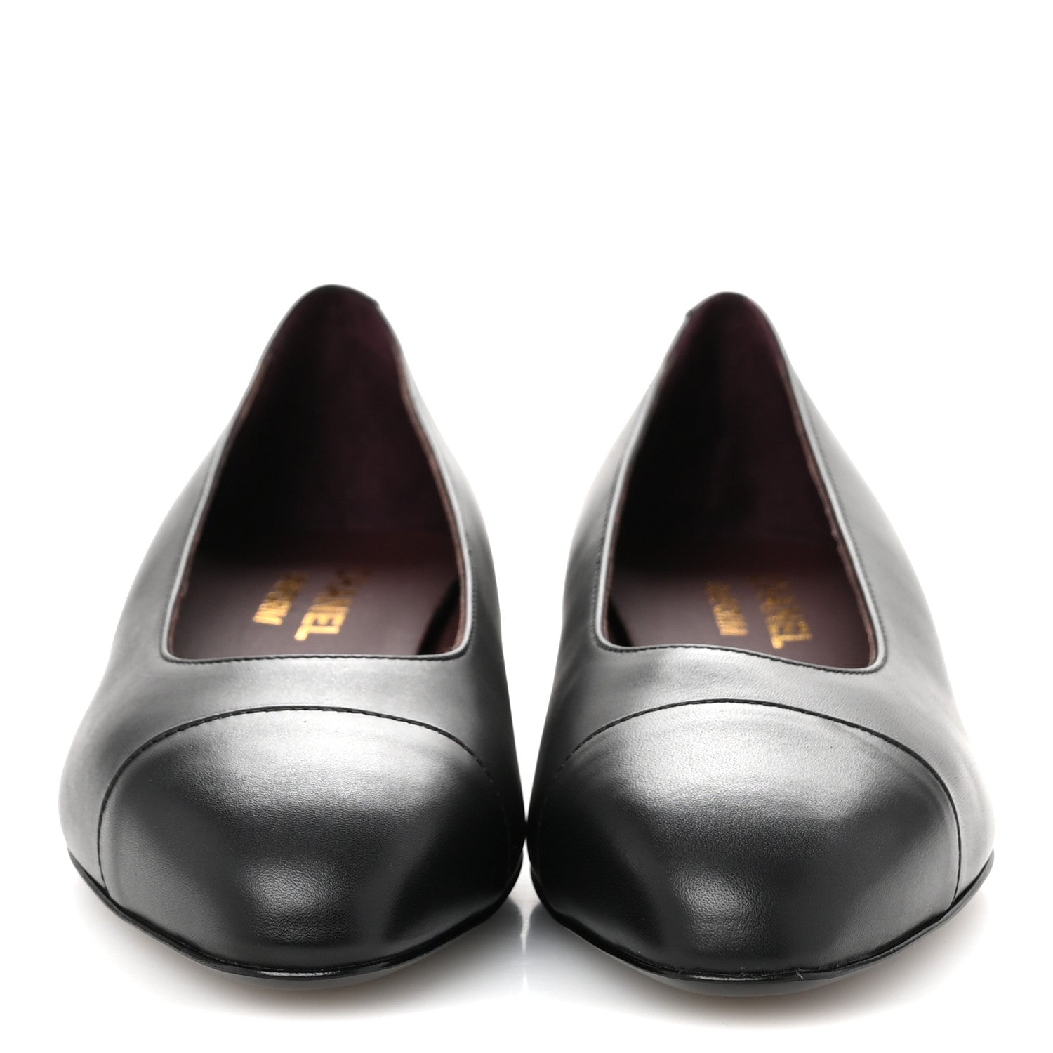 Chanel Lambskin Cap Toe CC Uniform Ballerina Flats 37 Black 3 of 11
