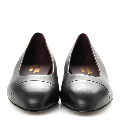 Chanel Lambskin Cap Toe CC Uniform Ballerina Flats 37 Black 3 of 11