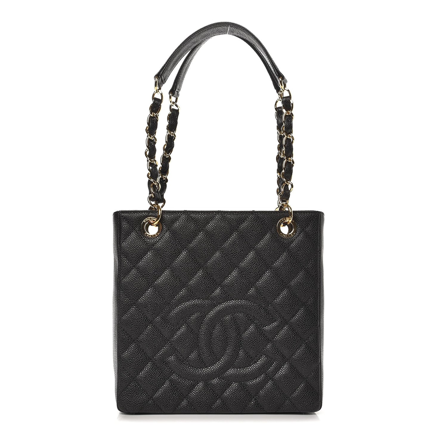 Caviar Quilted Petit Shopping Tote PST Black