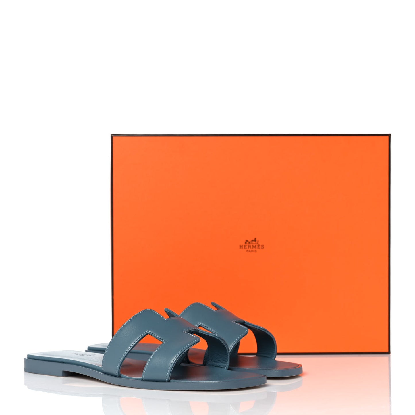 Box Calfskin Oran Sandals 37 Bleu Pinede