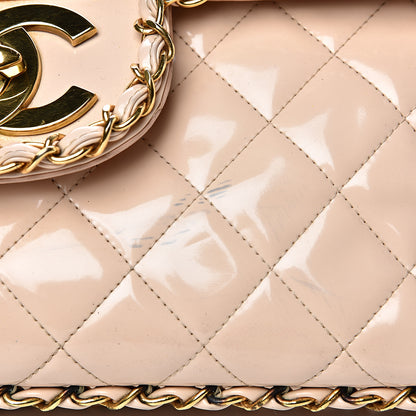 Chanel Patent Quilted Jumbo XL Chain Around Flap Beige 13 of 19