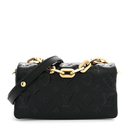 Louis Vuitton Lambskin Embossed Monogram Pochette Coussin Crossbody Black 1 of 10
