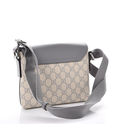 Gucci GG Supreme Monogram Selleria Calfskin Small Satchel Messenger Bag Ecru Grigio 3 of 12
