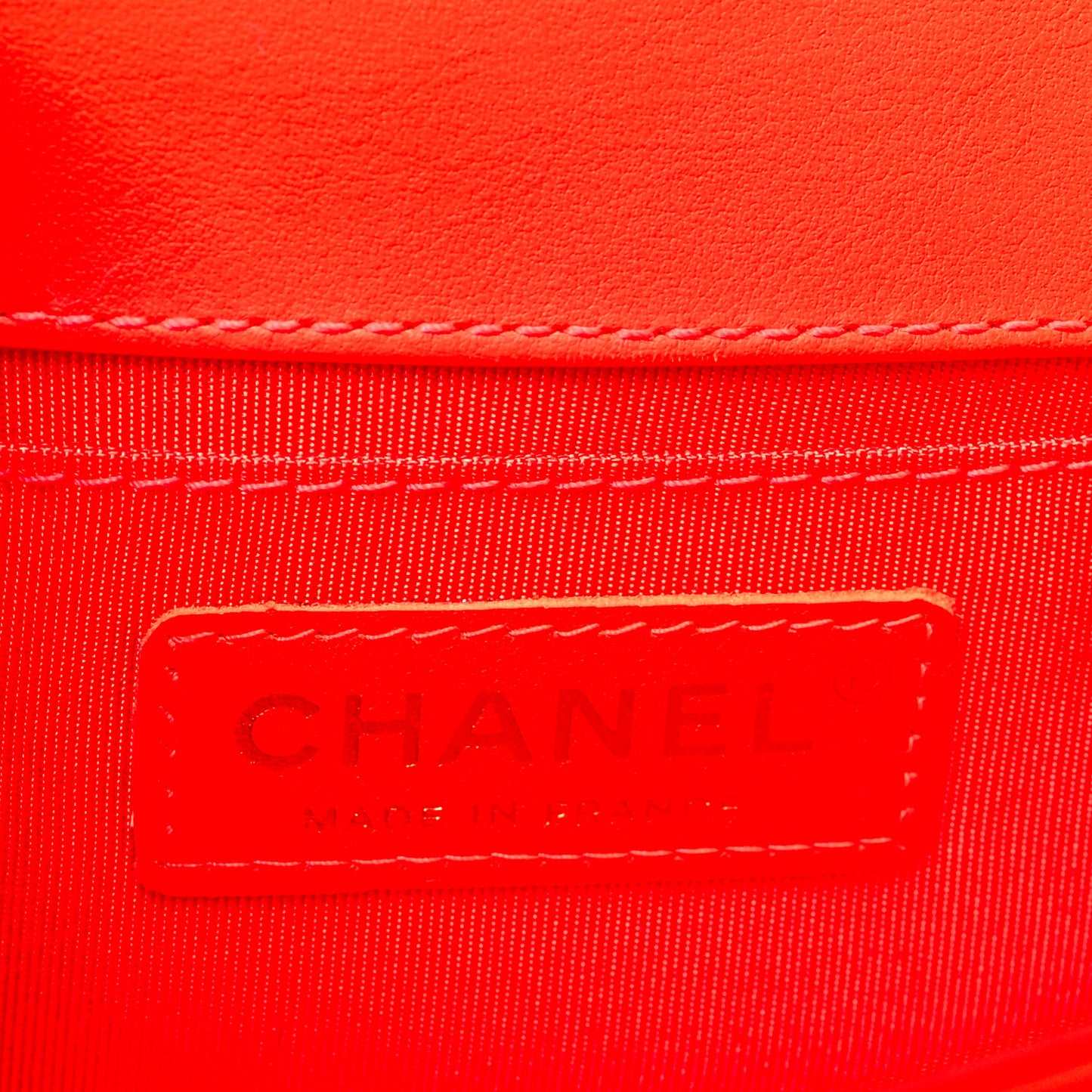 Patent Calfskin Quilted Small Boy Flap Orange