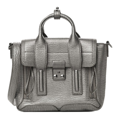 3.1 Phillip Lim Metallic Textured Calfskin Mini Pashli Satchel Silver 1 of 18