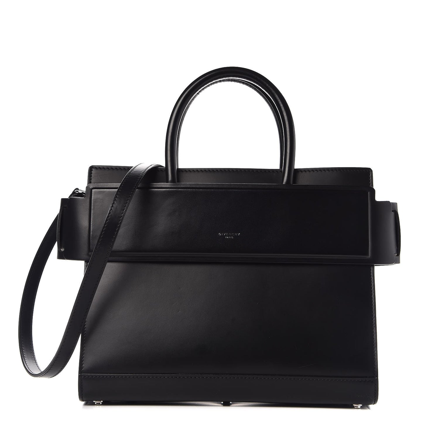 Smooth Calfskin Small Horizon Satchel Black