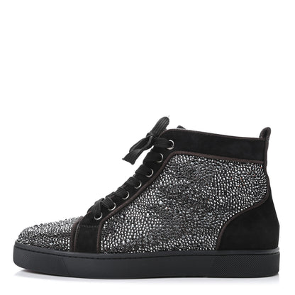 Christian Louboutin Womens Veau Velours Strass Louis Flat Sneakers 38.5 Black Silver 1 of 8