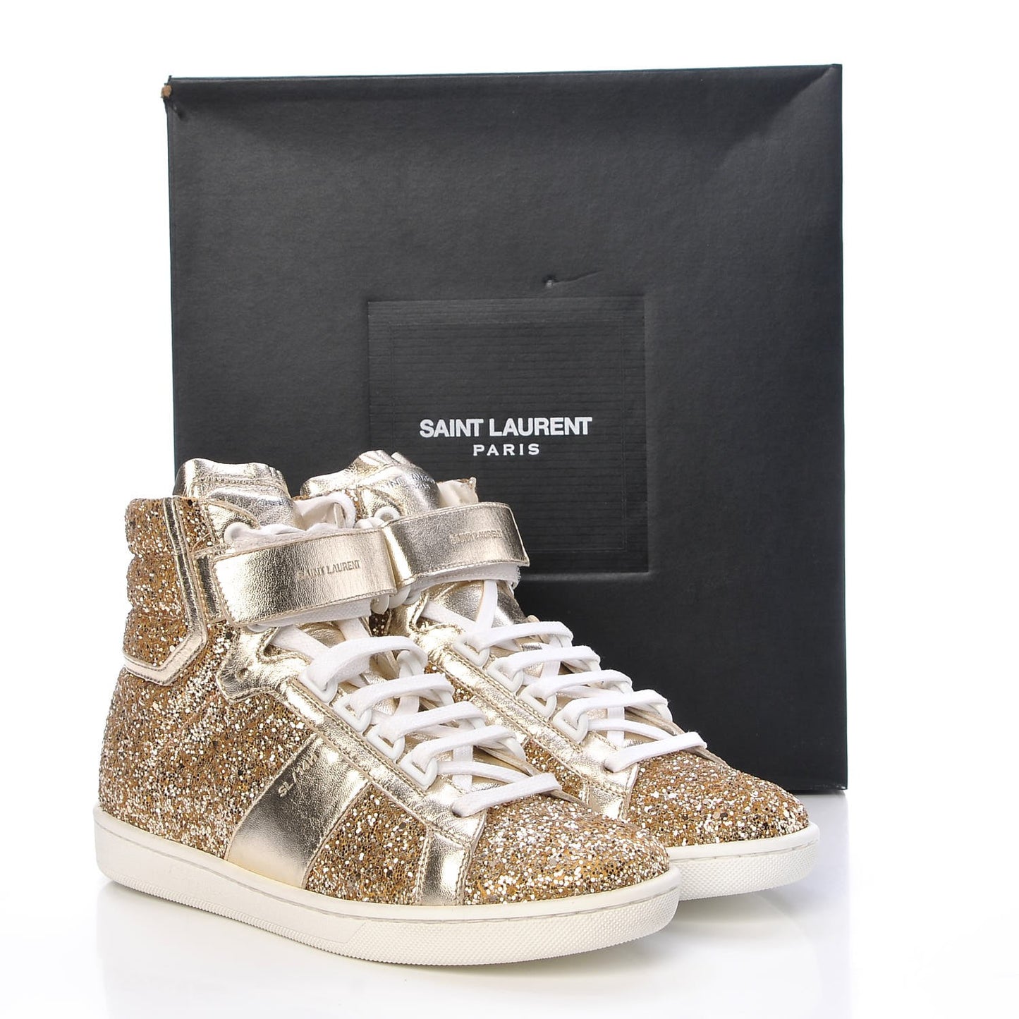 Nappa Glitter Court Classic SL/14H High Top Sneakers 36.5 Platino
