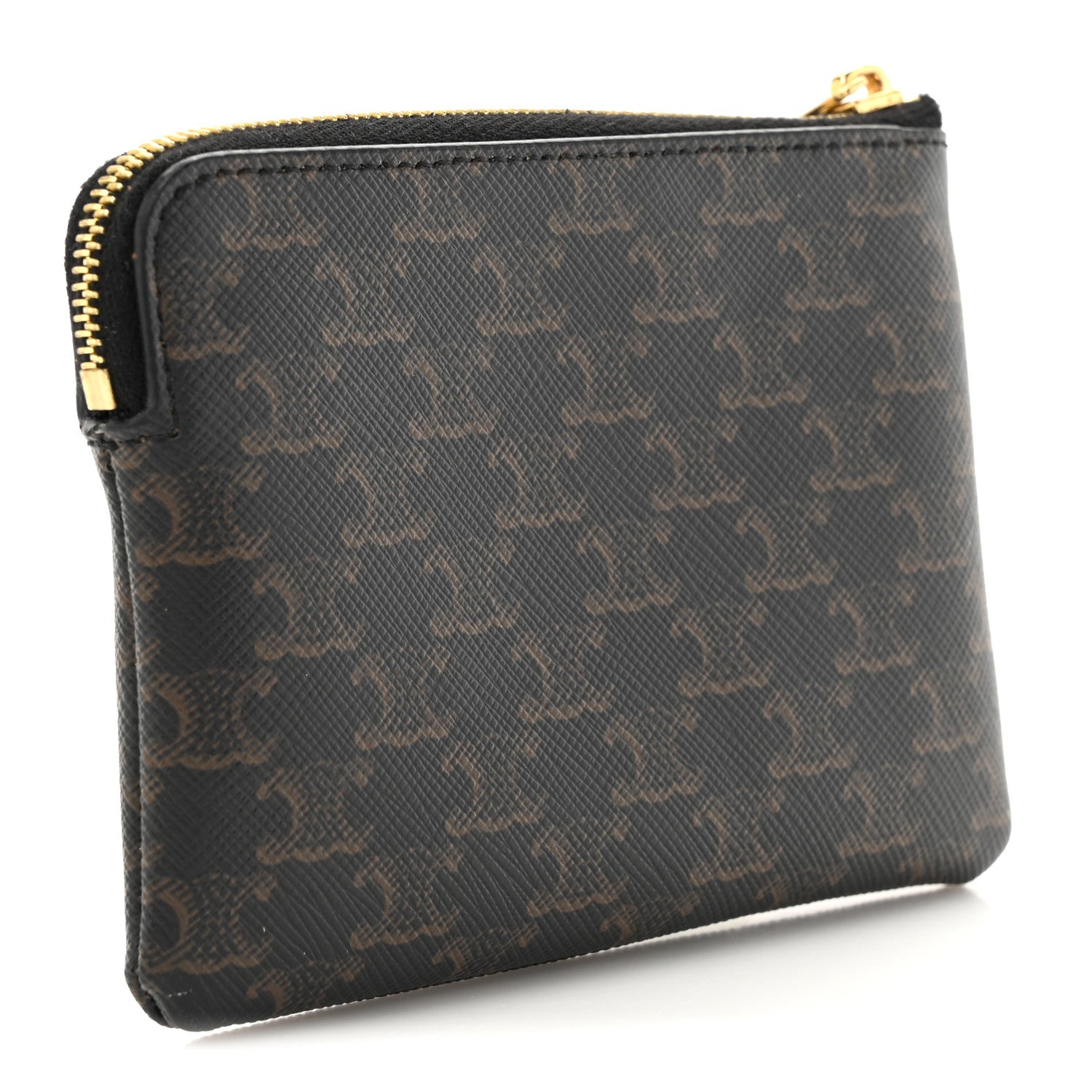 Celine Triomphe Canvas Logo Coin and Card Pouch With Hook Black 3 of 8