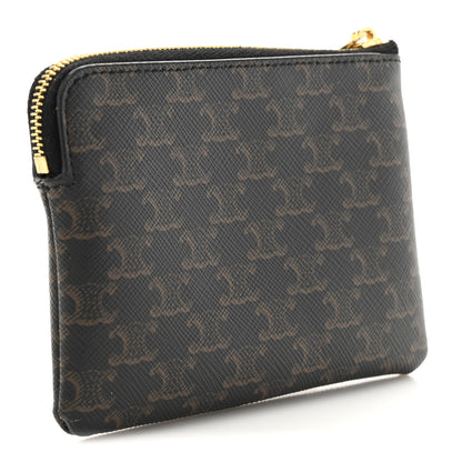 Celine Triomphe Canvas Logo Coin and Card Pouch With Hook Black 3 of 8