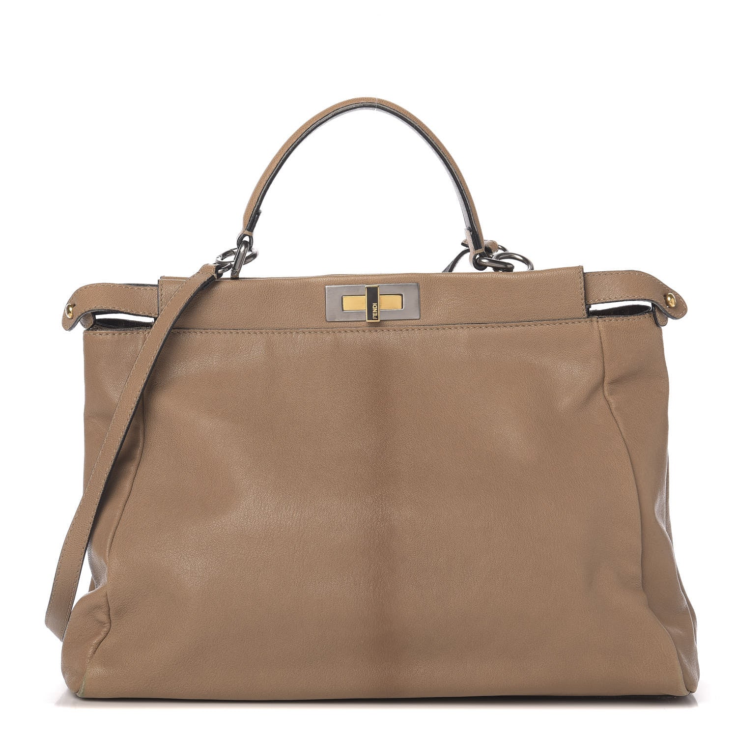 Fendi Goatskin Zucca Large Peekaboo Iconic Satchel Brown 1 of 11