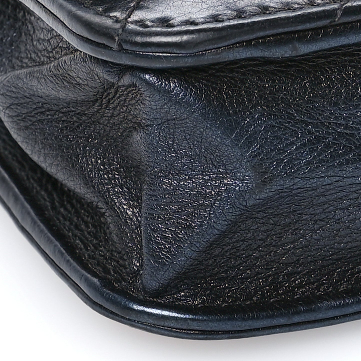 Metallic Calfskin Quilted Boy Wallet On Chain WOC Navy Blue