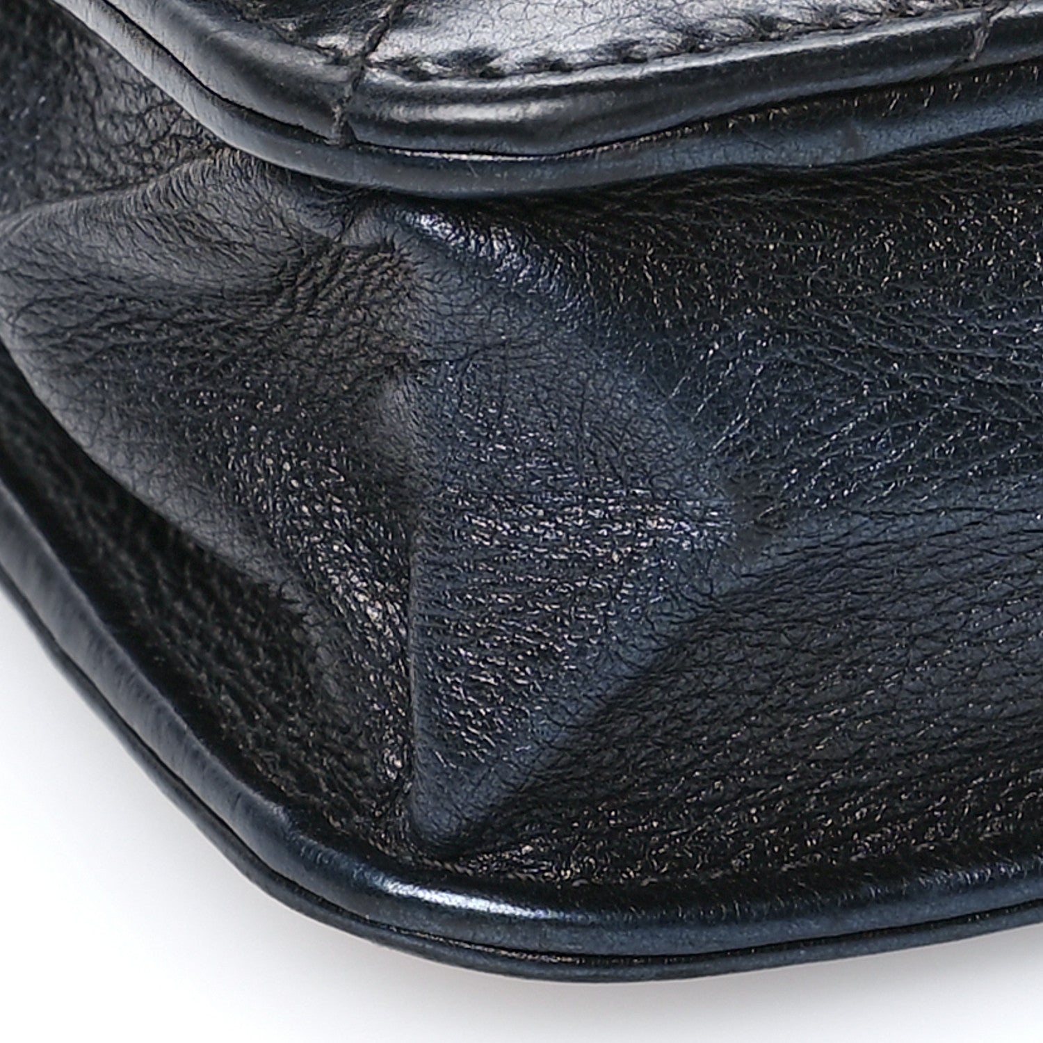 Chanel Metallic Calfskin Quilted Boy Wallet On Chain WOC Navy Blue 10 of 12