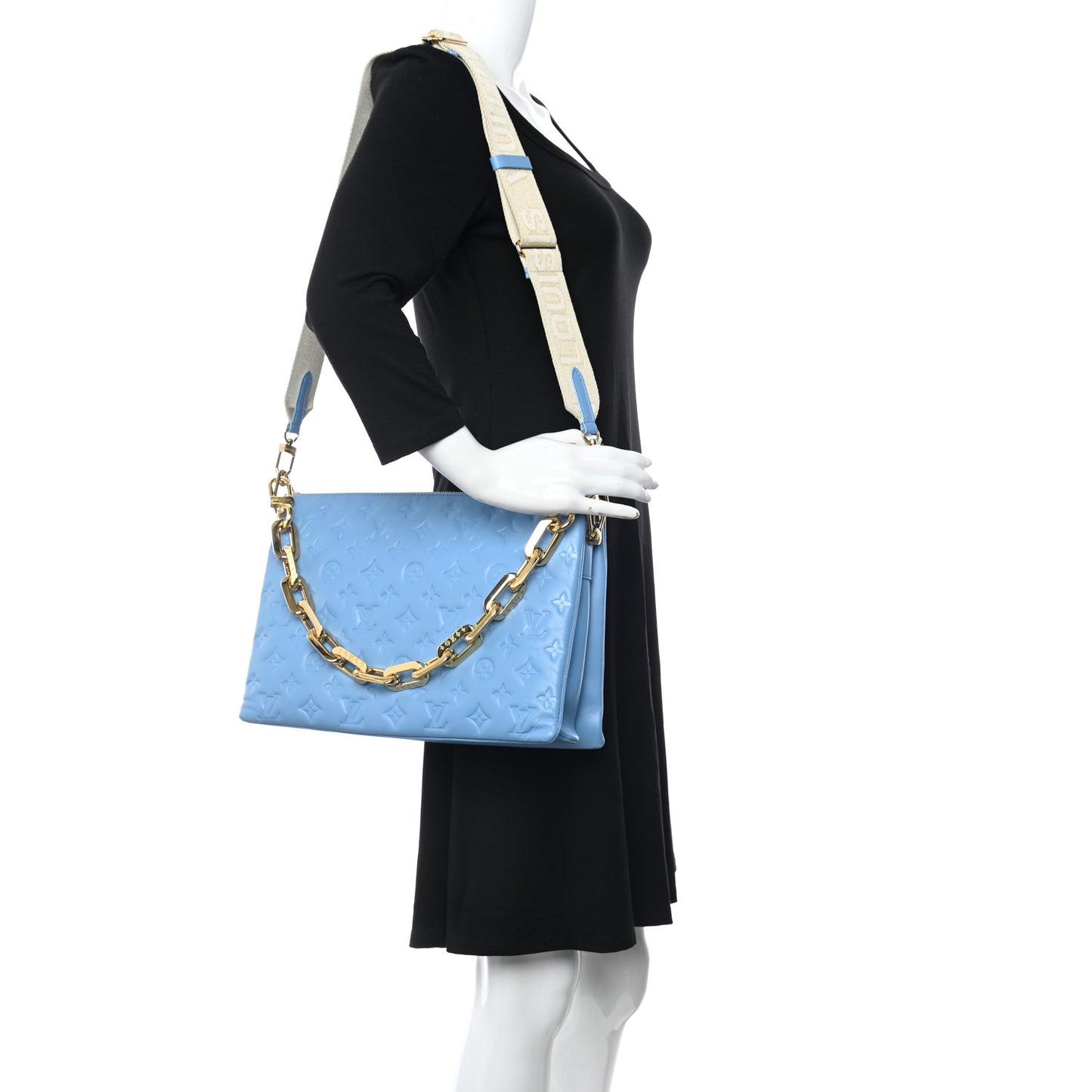 Lambskin Embossed Monogram Coussin MM Bleuet