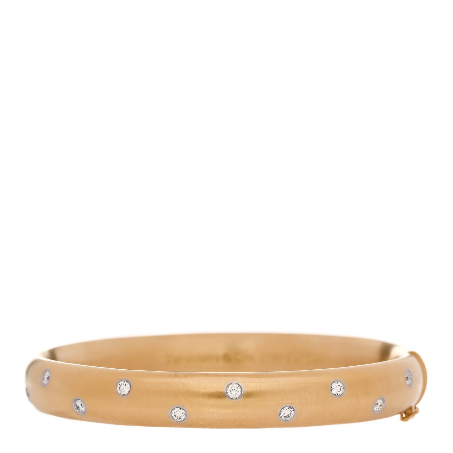 Tiffany 18K Yellow Gold Platinum Diamond 8.5mm Etoile Bangle Bracelet 1 of 3