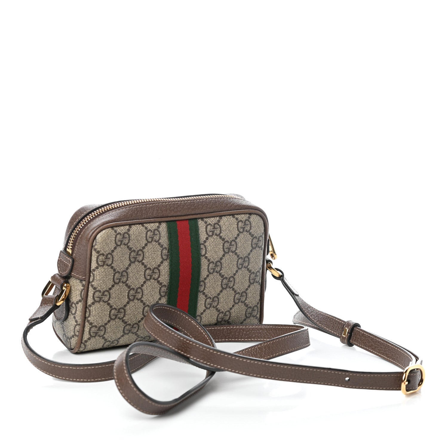 Gucci GG Supreme Monogram Web Mini Ophidia Shoulder Bag Brown 3 of 9