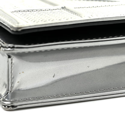 Christian Dior Metallic Patent Micro-Cannage Diorama Wallet on Chain Pouch Silver 7 of 19