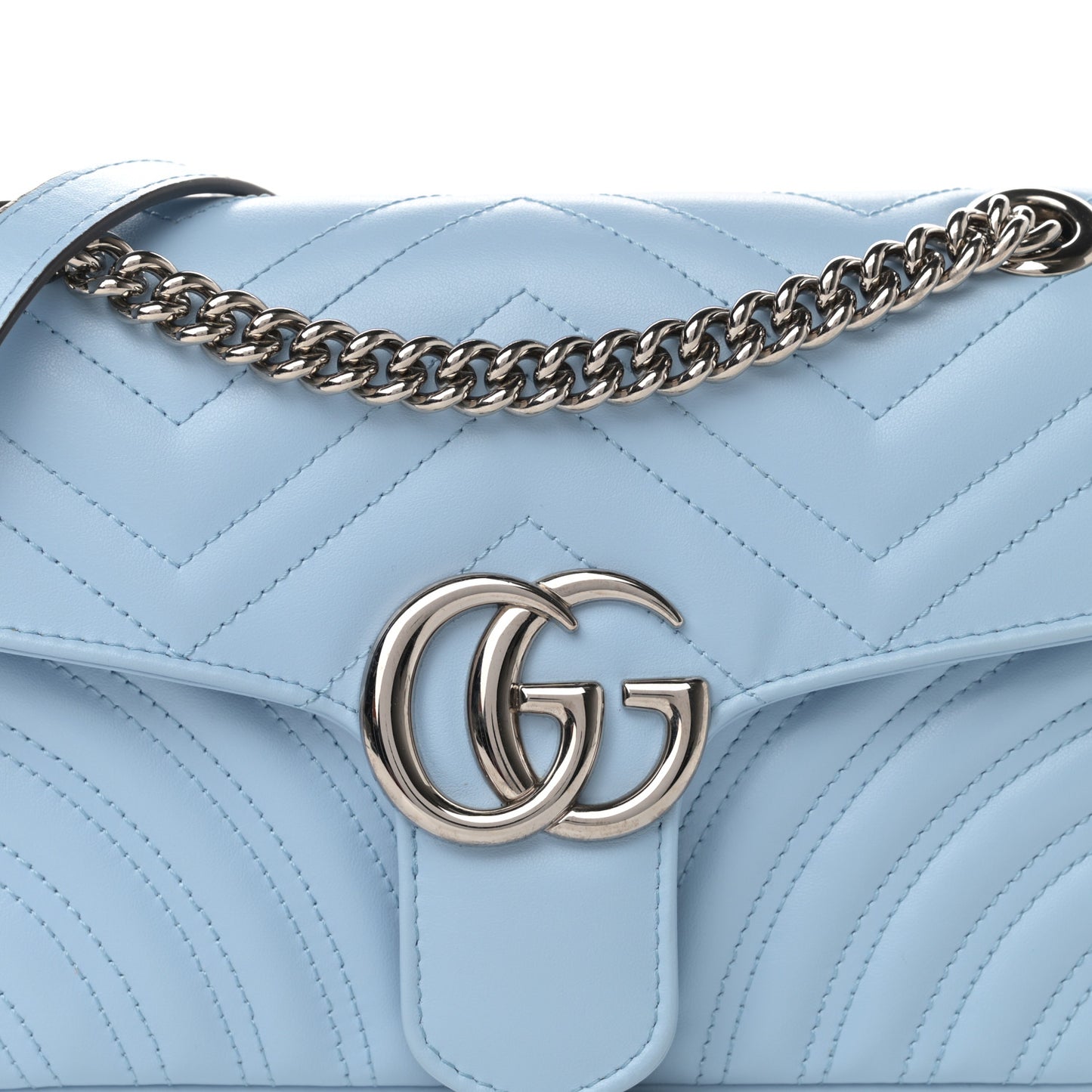 Calfskin Matelasse Small GG Marmont Shoulder Bag Porcelain Light Blue