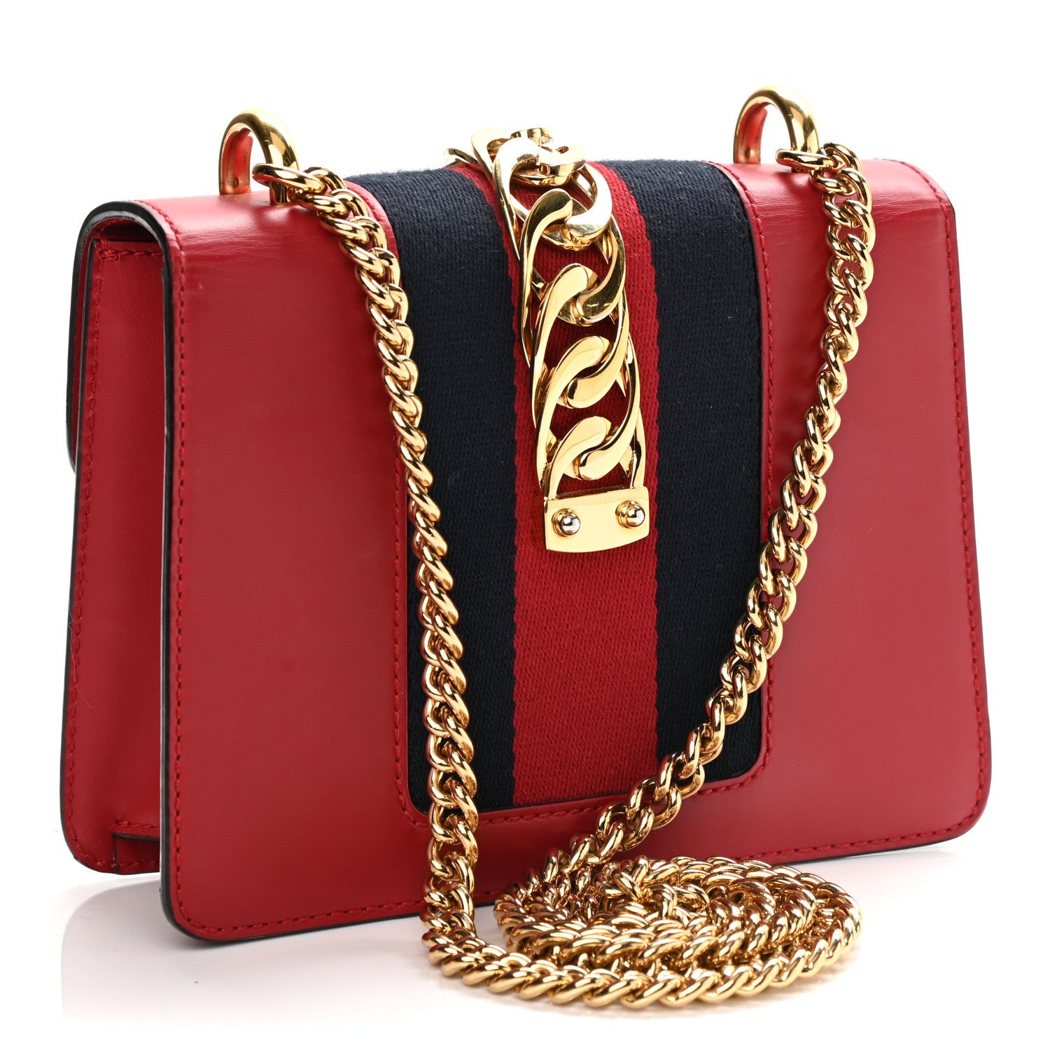 Gucci Calfskin Mini Sylvie Chain Shoulder Bag Hibiscus Red 3 of 12
