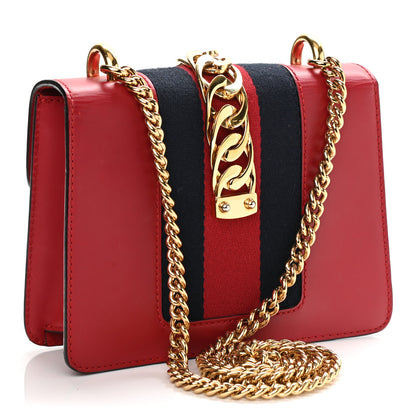 Gucci Calfskin Mini Sylvie Chain Shoulder Bag Hibiscus Red 3 of 12