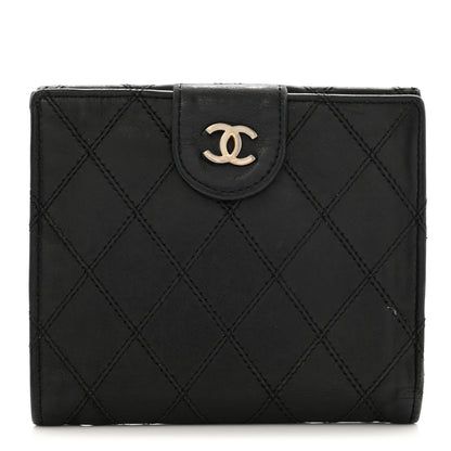 Chanel Lambskin Diamond Stitched Compact French Wallet Black 1 of 15