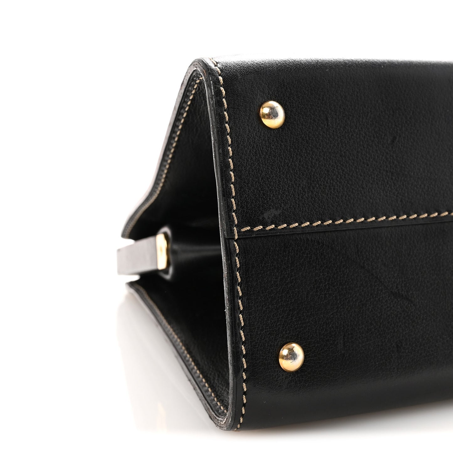 Calfskin Evasion Top Handle Frame Bag Black