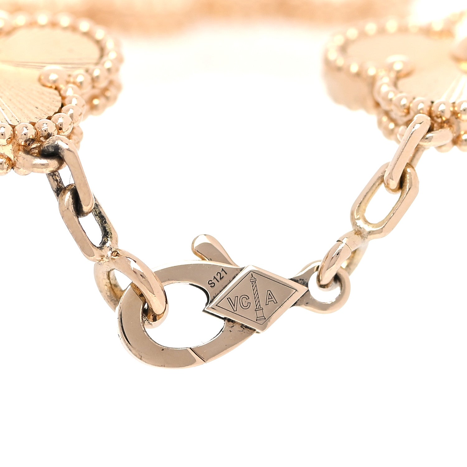 Van Cleef & Arpels 18K Yellow Gold 5 Motifs Guilloche Vintage Alhambra Bracelet 4 of 8