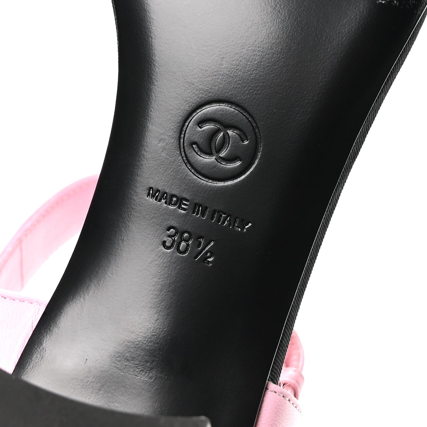 Lambskin Grosgrain Pearl CC Sandals 38.5 Pink Black