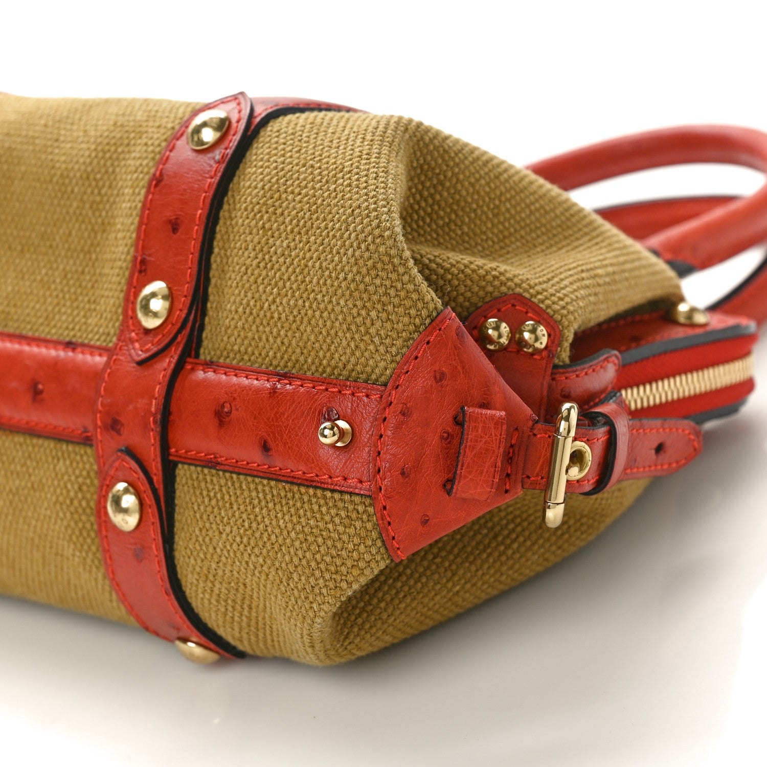 Louis Vuitton Toile Ostrich Trianon Sac de Nuit GM Olive Rouille 9 of 9