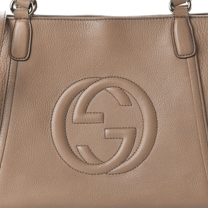 Gucci Pebbled Calfskin Small Soho Top Handle Bag Camelia 10 of 12