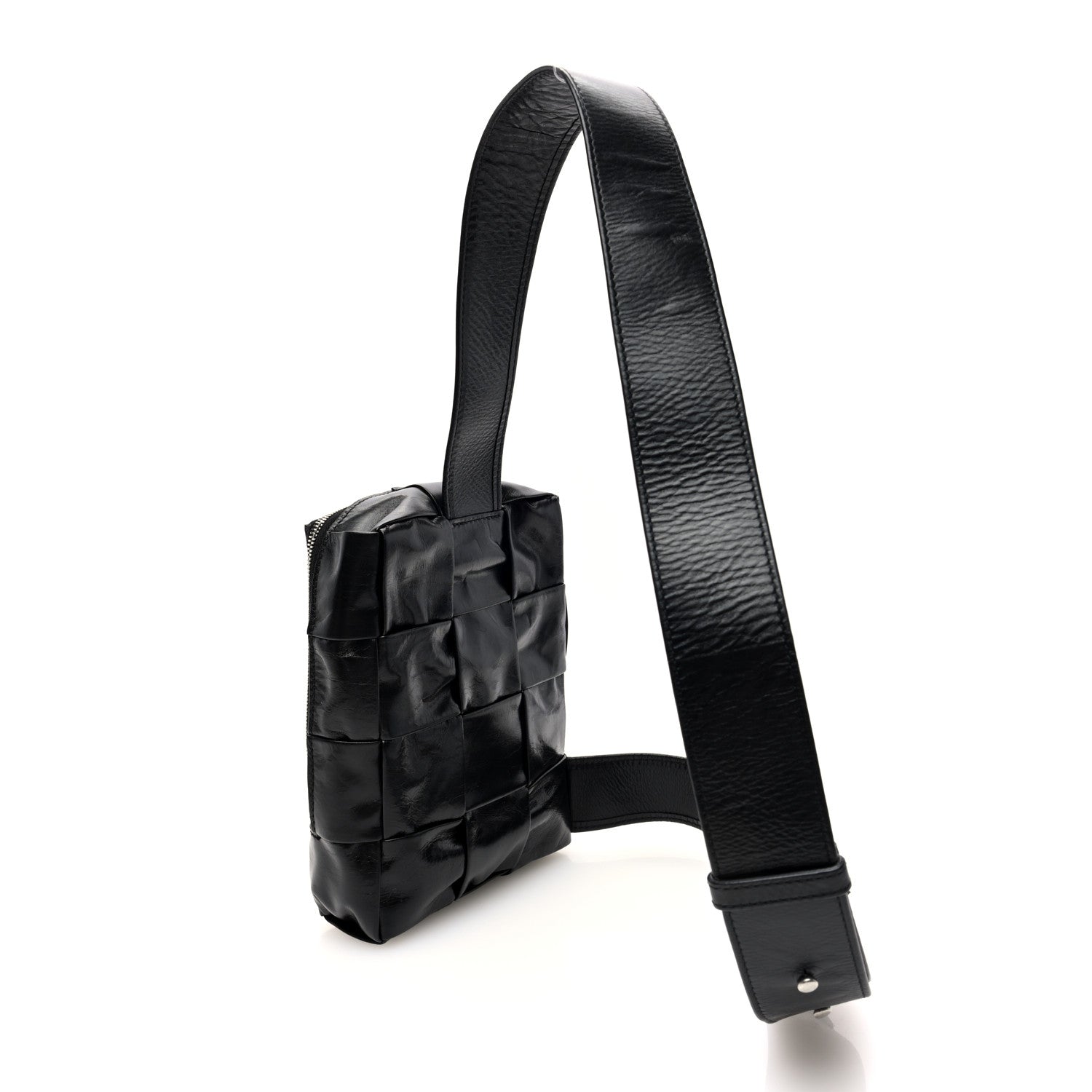 Bottega Veneta Paper Calfskin Intreccio Mini Cassette Sling Bag Black 3 of 10