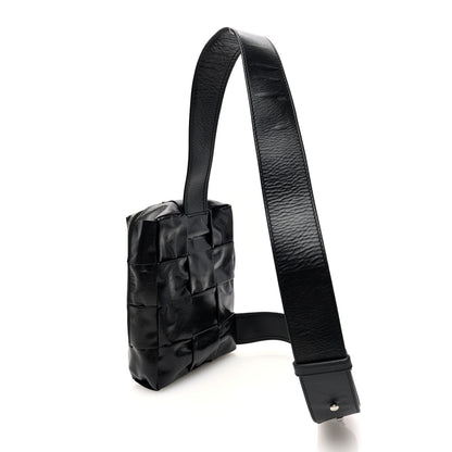 Bottega Veneta Paper Calfskin Intreccio Mini Cassette Sling Bag Black 3 of 10