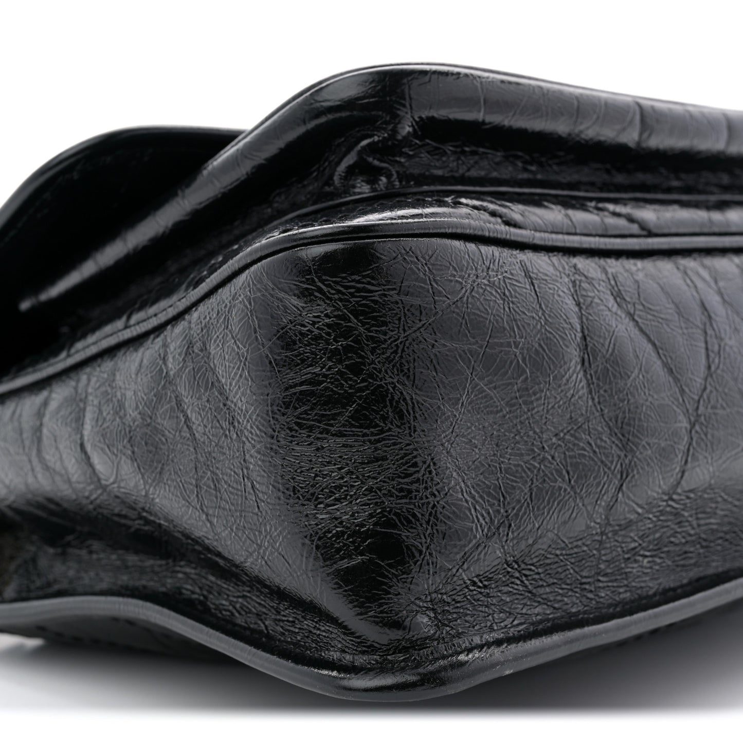 Crinkled Calfskin Matelasse Monogram Medium Niki Chain Satchel Black