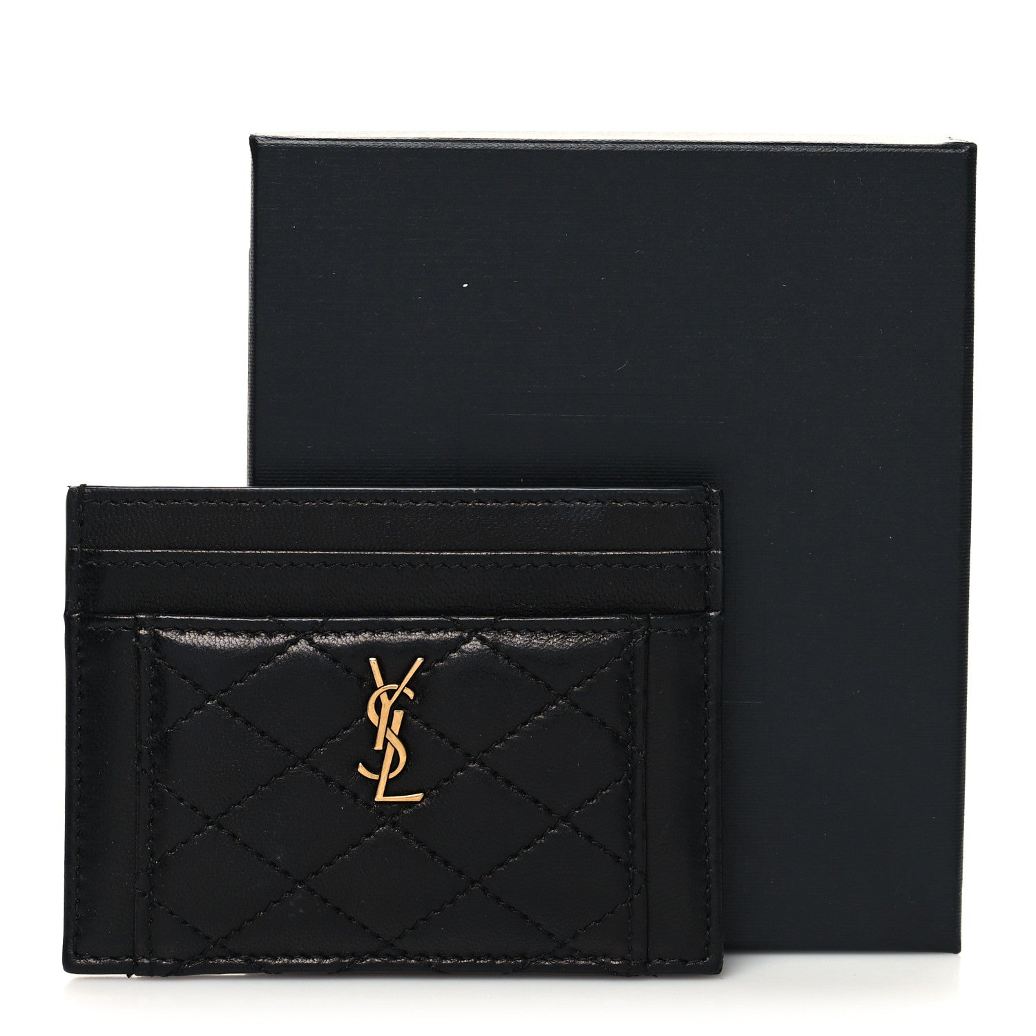 Saint Laurent Lambskin Quilted Gaby Credit Card Case Black 9 of 9