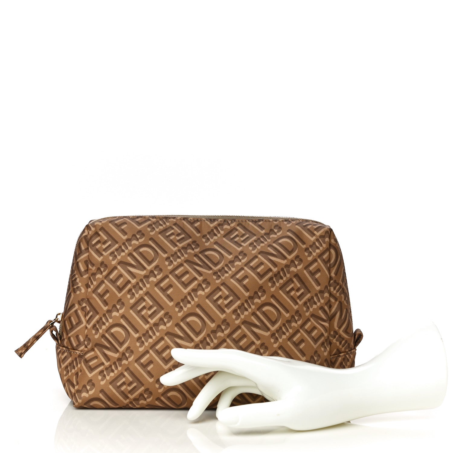 Fendi X SKIMS Nylon Medium Trapezoid Beauty Pouch Sand 2 of 10