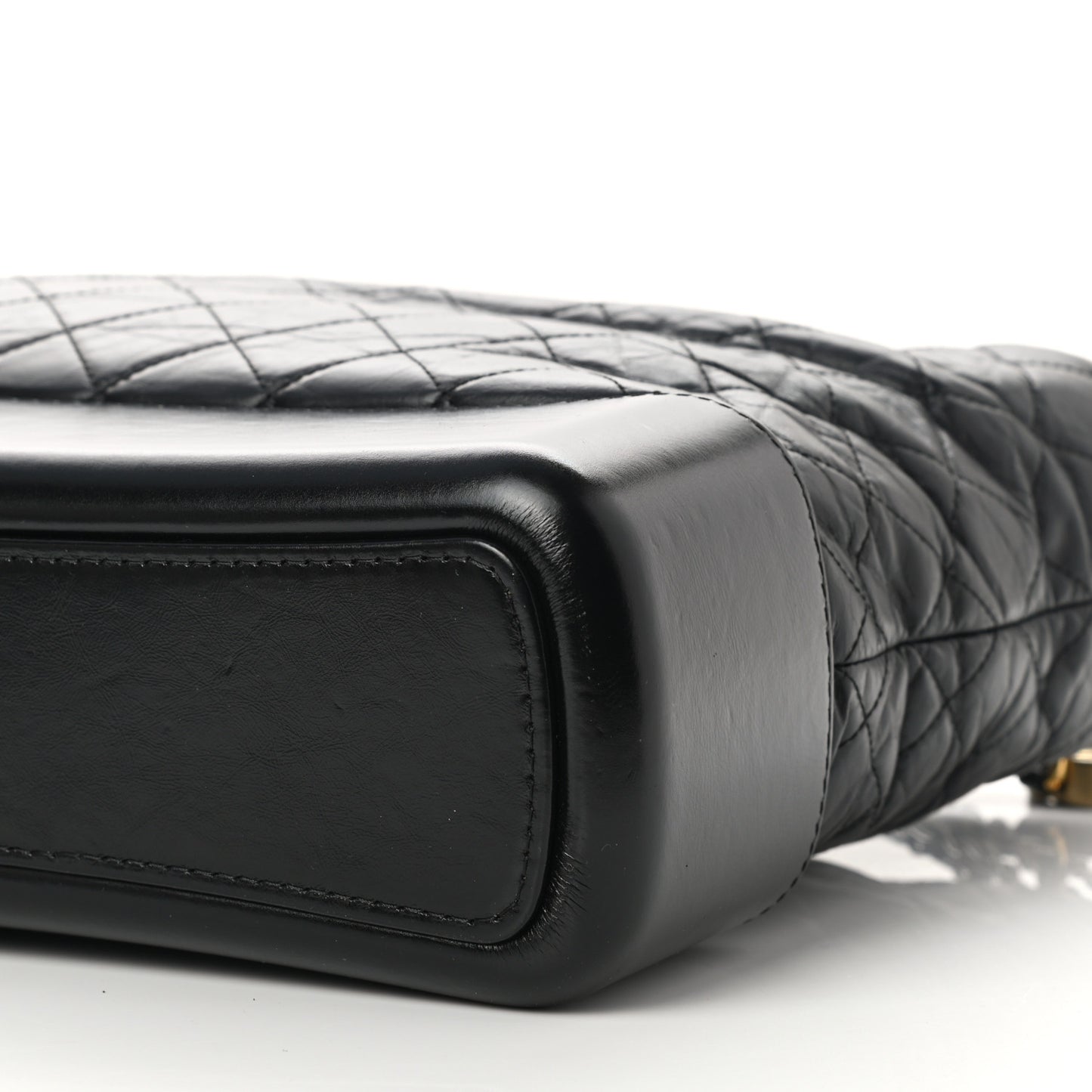 Aged Calfskin Quilted Large Gabrielle Hobo Black