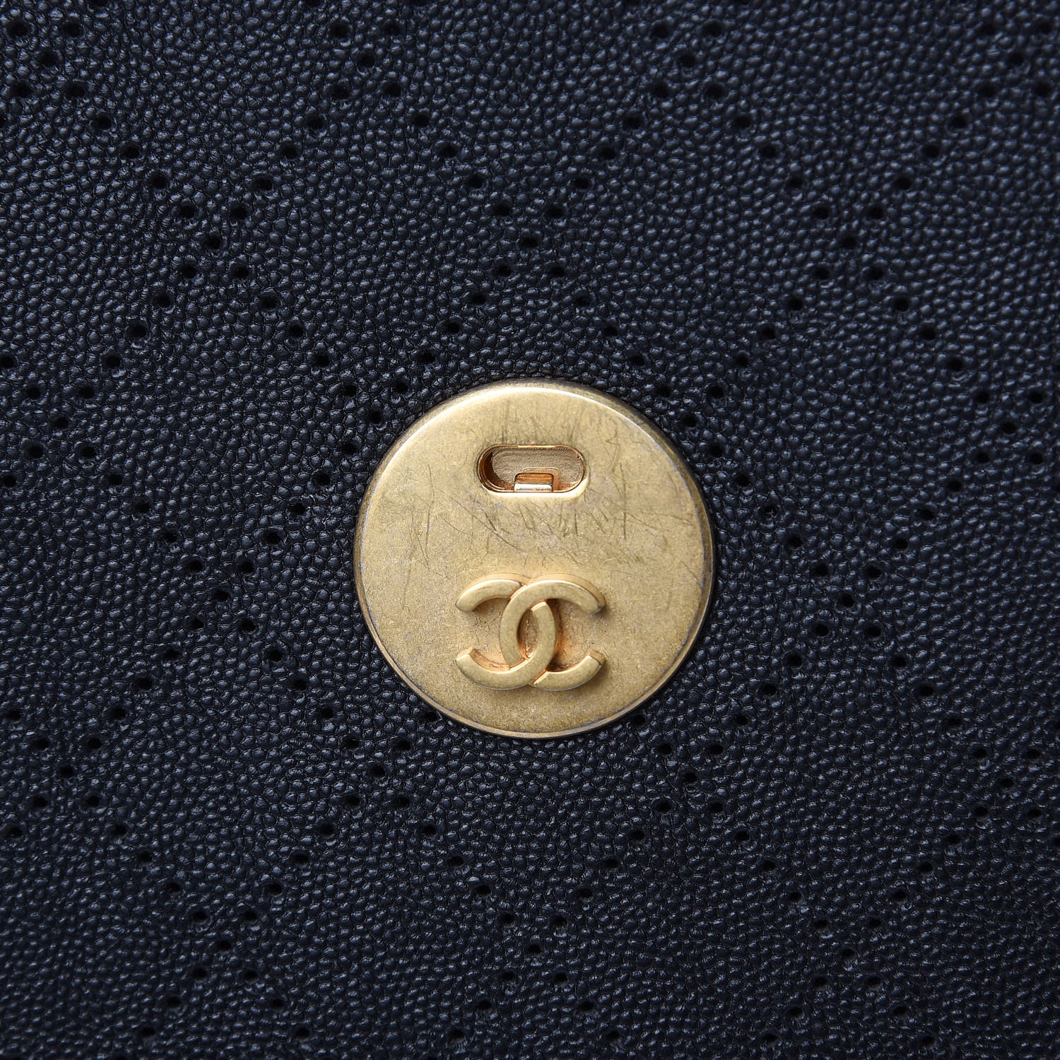 Chanel Grained Calfskin Perforated Small Flap Hobo Black 10 of 10