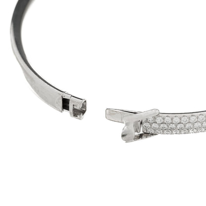 Tiffany 18K White Gold Diamond Metro Three-row Hinged Bangle Bracelet 4 of 5