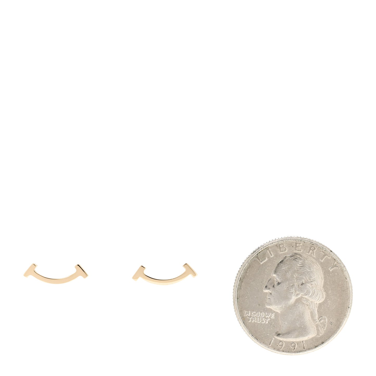 18K Yellow Gold T Smile Stud Earrings