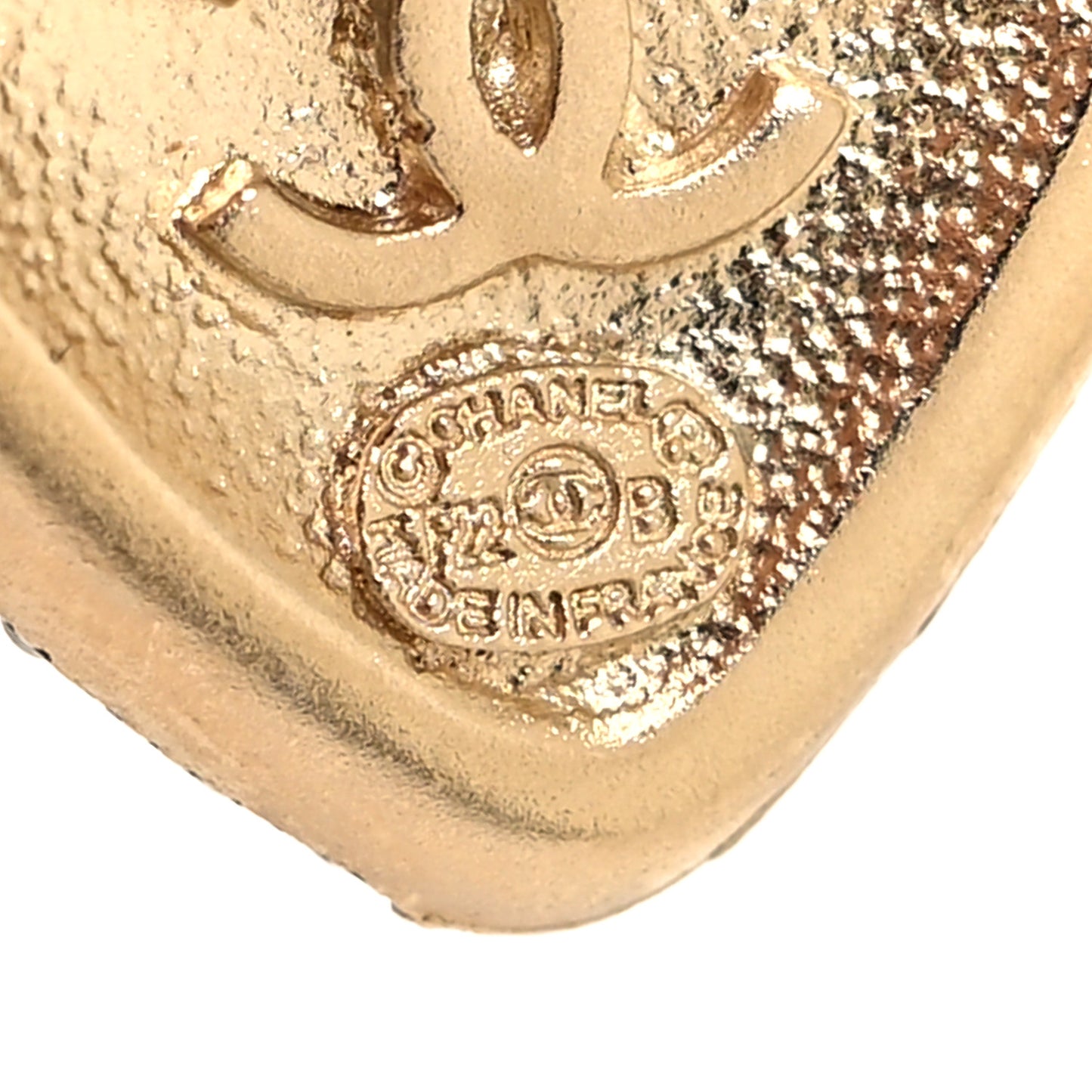 Pearl Crystal CC Heart Earrings Gold Black