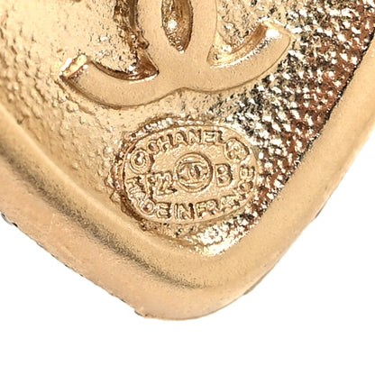 Chanel Pearl Crystal CC Heart Earrings Gold Black 4 of 5