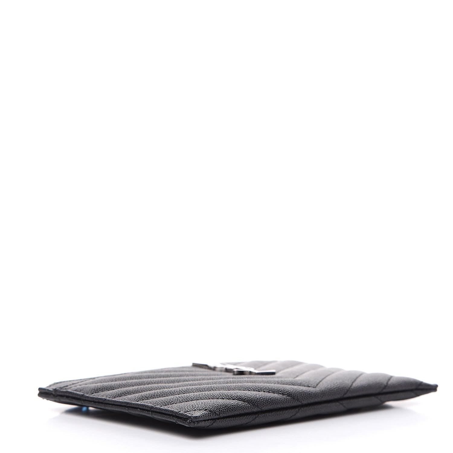 Saint Laurent Grain De Poudre Chevron Monogram Bill Pouch Black 4 of 8