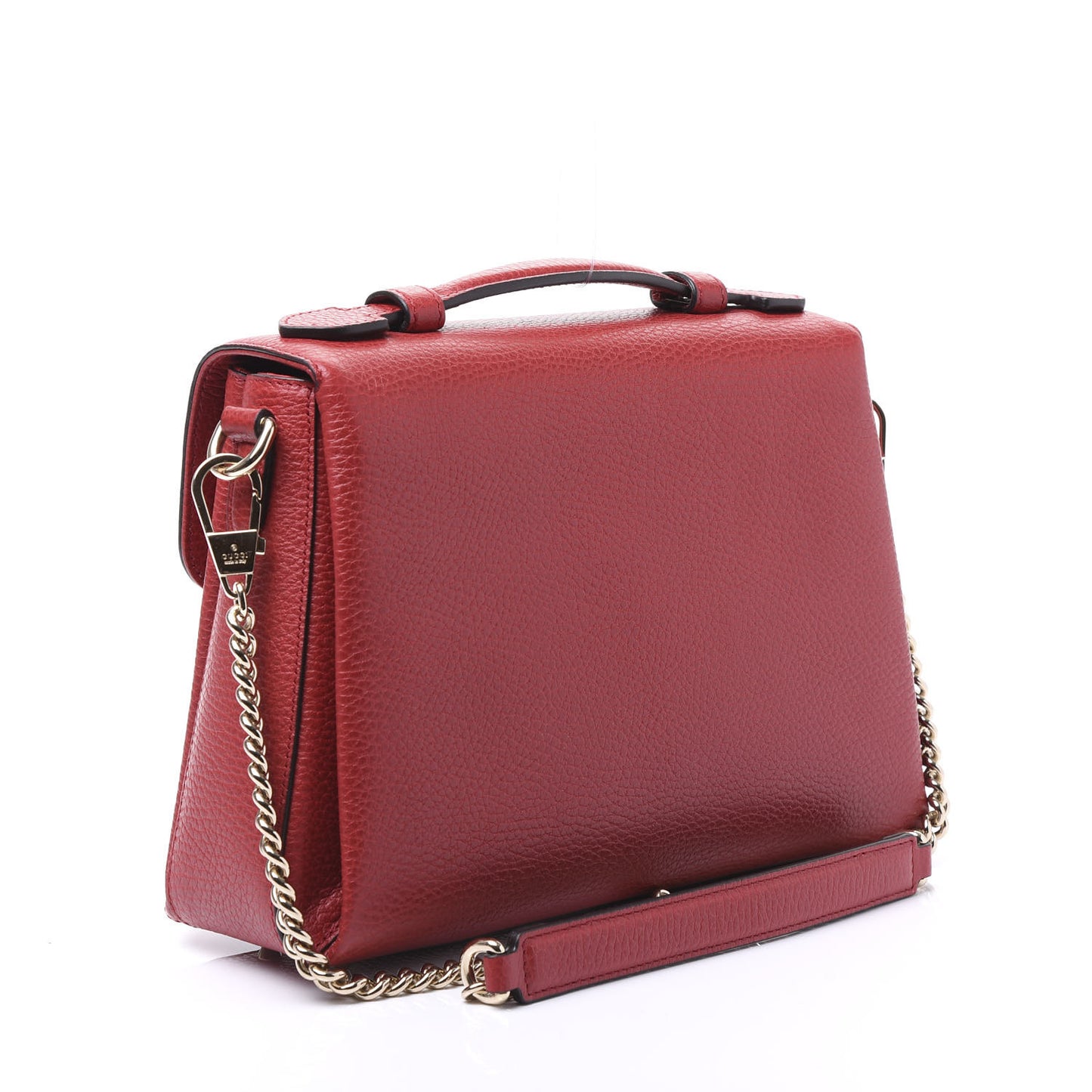 Dollar Calfskin Interlocking G Top Handle Shoulder Bag Red